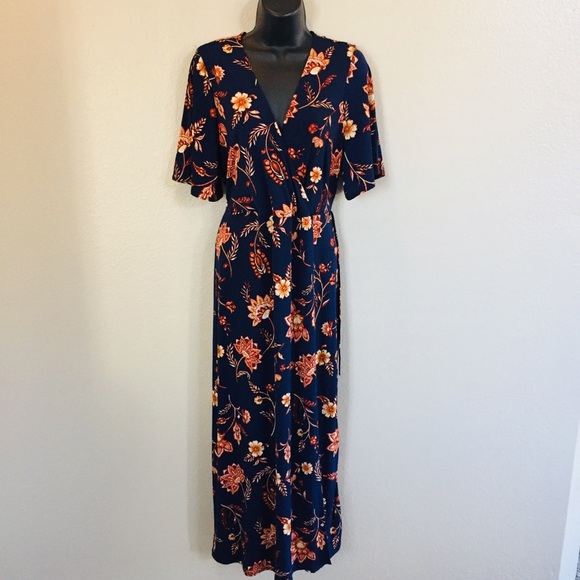 dark blue and orange dress